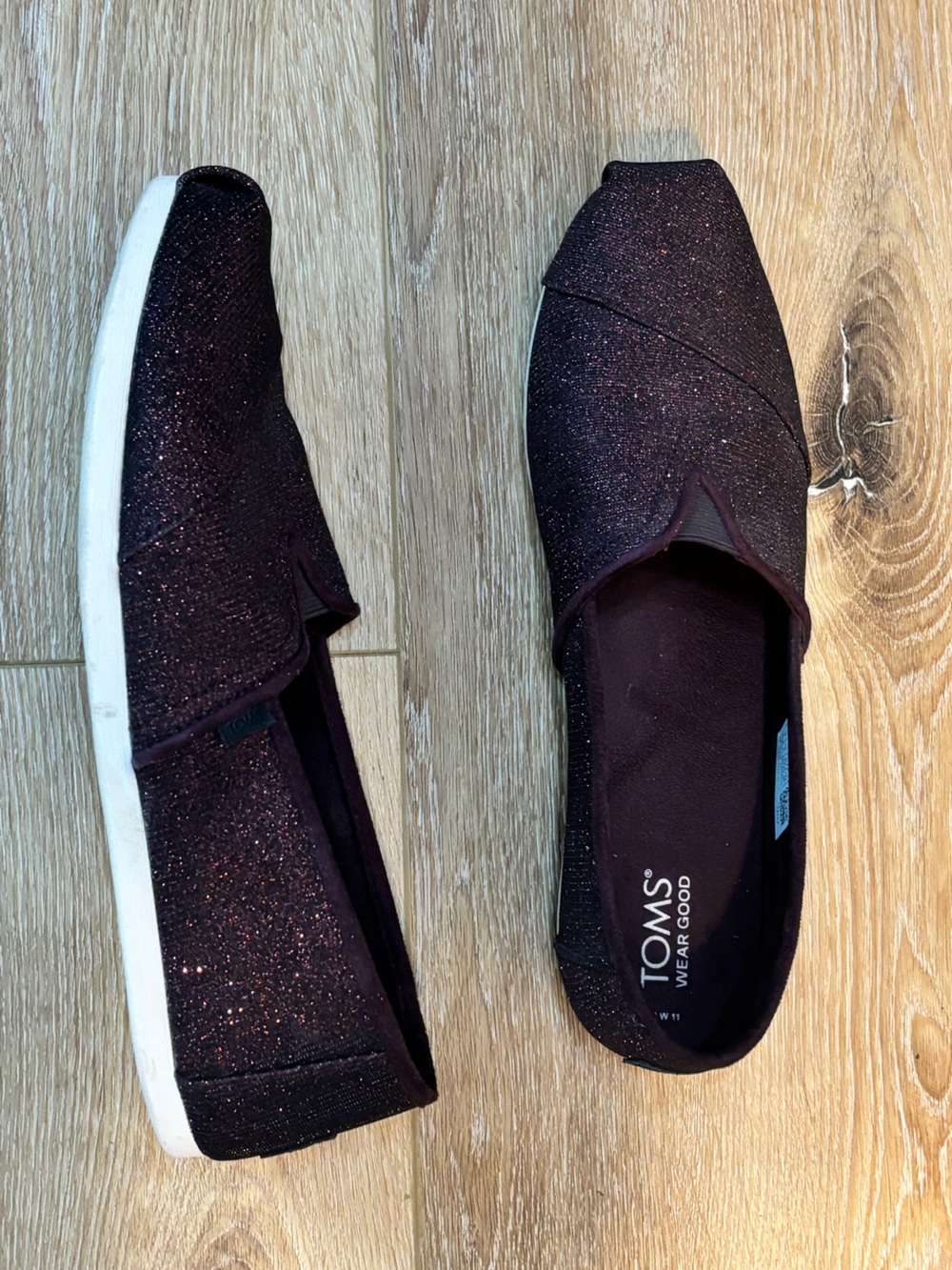 Toms BlackBerry Alpargata Glitter Slip-On - 11 - Picture 2 of 4